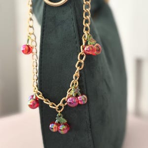 Bag Charm cherry charm bag chain for purse charm for handbag accessory for purse chain with cherries charm purse trendy gift idea for women