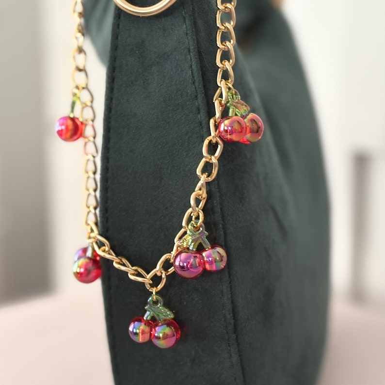 Bag Charm cherry charm bag chain for purse charm for handbag accessory for purse chain with cherries charm purse trendy gift idea for women