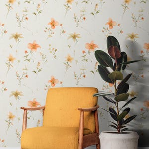 Vintage Floral Peel and Stick Wallpaper, Removable Wallpaper, Beige Botanical and Floral, Removable Wallpaper, Traditional Wallpaper