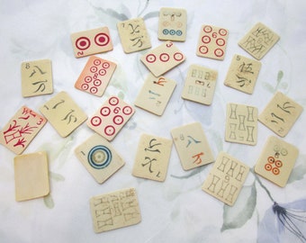 23 pcs. vintage celluloid mahjong mah jong tile tops - BL15