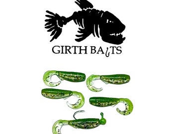 1.7" Whip Wad 20ct. (Two Color or One Color) (Crappie Jig) (Panfish) with 2ct. Colored Ball Head Jigs 1/32oz.
