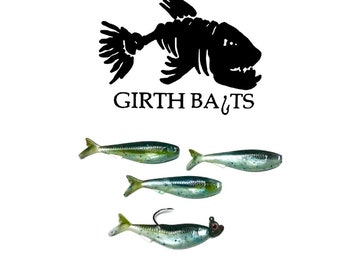 2.3" Slay Bait 15ct. (Two Color or One Color) (Crappie Jig) (Panfish) with 2ct. Colored Aspirin Head Jigs 1/8oz.