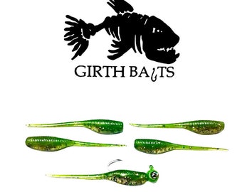 3" Crappie Slayer 15ct. (Two Color or One Color) (Crappie Jig) (Panfish) with 2ct. Colored Aspirin Head Jigs 1/8oz.