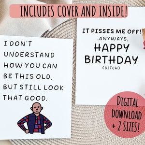 Happy Birthday Card, grappige jaloerse meme cadeau voor moeder, beste vriend dubbelzijdig bericht binnen, digitale download afdrukbare