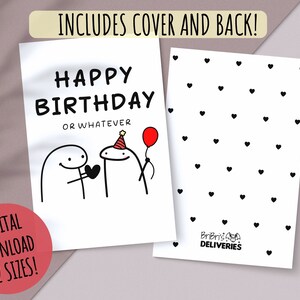 Joyeux anniversaire sarcastique ou autre carte de couple, dessin animé drôle mignon, donner l'amour coeur loin, recto et verso, téléchargement numérique imprimable 4 x 6