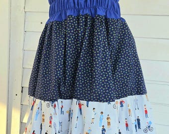 At Work Sundress, tie strap dress, summer dress, tiered dress, elastic, green, blue sundress, dress, women dress, sundress, red