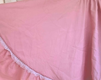 XSmall- Medium Pink circle skirt, full skirt, Circle Skirt, light skirt, women skirt, cottagecore, lace, elastic waist, summer