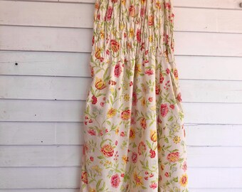 Summer Flowers Sundress, tie strap dress, summer dress, tiered dress, elastic top, red sundress, dress, women dress, floral, small to medium