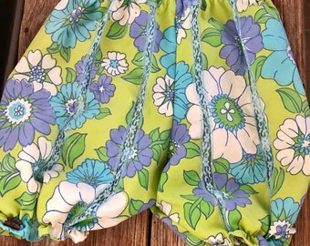 2X kleine grüne Bloomers, Retro, Petite, Ösen-Spitzen-Bloomers, Shorts, Höschen, Cottagecore, Mori, Grandmacore, Spitzen-Bloomer, Unterwäsche