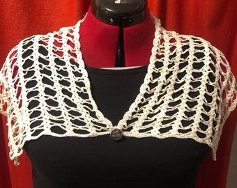 Rectangular Netting Removable Collar, White crochet Collar, White collar, crochet lace collar, shirt collar, detachable collar, dress collar