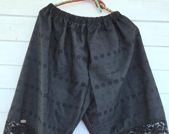 XS- Large Black Eyelet  Bloomers, pants, Women Bloomers, cotton bloomer, Pants, shorts, knickers, lingerie, anti chafing, cottagecore, pj