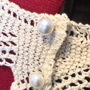 Rectangular crochet Removable Collar, Cream crochet Collar, Beige collar, crochet lace collar, shirt collar, detachable collar, dress collar image 4