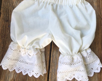 Cream Baby/Toddler Bloomers, diaper covers, frilly bloomers, Pants, shorts, one size fits most, baby bloomers, toddler bloomers