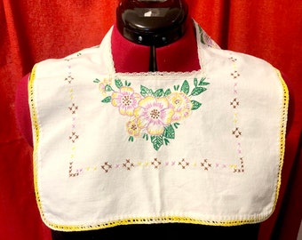 Sailor style Embroidered Collar,  Removable Collar, embroidered Collar, Cotton collar, vintage everyday collar, shirt collar, detachable