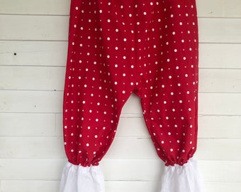 Xlarge-3X red polka dot  Bloomers, pants, Women Bloomers, cotton bloomer, Pants, shorts, knickers, lingerie, anti chafing, cottagecore