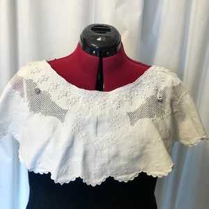 White Cotton Collar, Bertha style Collar, white collar, round lace collar, shirt collar, detachable collar, dress collar, collar, Edwardian image 1