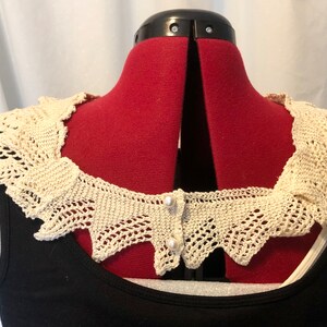 Rectangular crochet Removable Collar, Cream crochet Collar, Beige collar, crochet lace collar, shirt collar, detachable collar, dress collar image 3