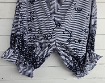 XL Medium, Navy Stripe Embroidered Bloomers, navy blue bloomer, women, knickers, cottagecore, pants, cotton bloomers, shorts, pantaloon, pj