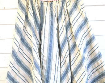 Medium to Large Striped circle skirt, full skirt, Circle Skirt, cotton skirt, women skirt, cottagecore, blue, elastic waist