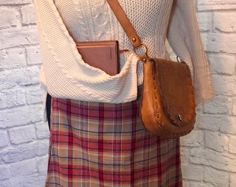 Long Red Plaid skirt, Medium to Large, red plaid skirt, tartan, plaid skirt, cotton skirt, fall skirt, winter skirt, academia, pockets