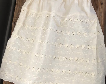 2XSmall to xsmall Eyelet Lace Petticoat, Slip, skirt, Over Skirt, half slip, skirt, cotton slip, cotton skirt, cream skirt, petticoat, short