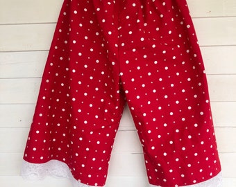Medium-2X red polka dot  Bloomers, pants, Women Bloomers, cotton bloomer, Pants, shorts, knickers, lingerie, anti chafing, cottagecore