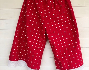 Medium-XL red polka dot  Bloomers, pants, Women Bloomers, cotton bloomer, Pants, shorts, knickers, lingerie, anti chafing, cottagecore