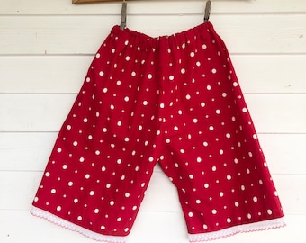 2 petits bloomers rouges à pois, pantalons, bloomers pour femmes, bloomer en coton, pantalons, shorts, slips, lingerie, anti-frottements, cottagecore