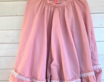 Small- Medium Pink circle skirt, full skirt, Circle Skirt, light skirt, women skirt, cottagecore, lace, elastic waist, summer