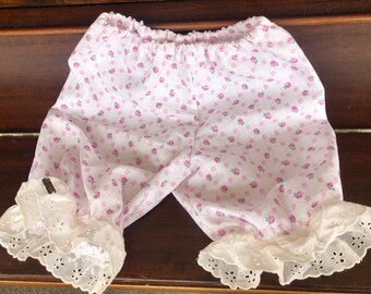 Violet bloomers, cotton bloomers, child/junior/2x small, shorts, one size fits most, bottoms, elastic waist, vintage cotton, lace trim