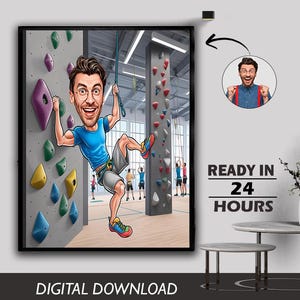 Caricature personnalisée | dessin animé à partir d'une photo | cadeau homme drôle | Cadeau de remise en forme pour homme | Exercice personnalisé Dessin animé Portrait numérique Cadeau caricature