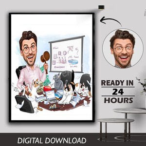 Benutzerdefinierte Haustiere Arzt Cartoon Porträt, Veterinär Arzt Karikatur, Geschenk für Haustiere Arzt, Haustiere Arzt Cartoon, lustiges Pats Doktor Geschenk, Haustiere Arzt