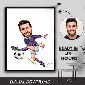 Customized Football Player Cartoon Portrait Rugby Football Gift American Football Caricature Cartoon Caricature from Photo Digital Download
