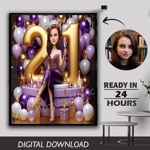 21. Geburtstag Karikatur Geschenk bestellen Benutzerdefinierte personalisierte einzigartige Meilenstein Feier Spaß & unvergessliches Andenken kann für jedes Alter erstellen