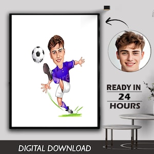 Benutzerdefinierte männliche Fußball-Karikatur-Karikatur-Rugby-Porträt-Amerika-Fußball-Geschenkkarikatur-personalisierte Karikaturkarikatur vom Foto Digital