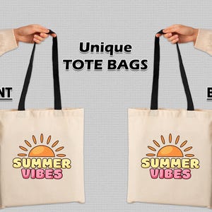 Summer Vibes draagtas leuke strandtas voor vrouwen Sunny Day draagtas eco cadeautas esthetische canvas zomer draagtas trendy tas voor haar