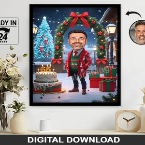 Regalo personalizzato per il 65° compleanno, caricatura personalizzata, divertente opera d&#39;arte per festeggiare un compleanno importante, regalo di Natale unico per lui o per lei
