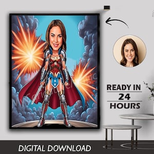 Weibliche Super Frauen Karikatur Super Hero Spinnen Frauen Lustige Superheld Cartoon Neues Foto Geburtstag Jahrestag besonderer Anlass Digitales Geschenk