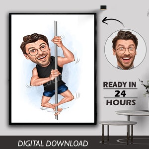 Roligt karikatyrporträtt: Personlig födelsedagspresent (digital nedladdning)