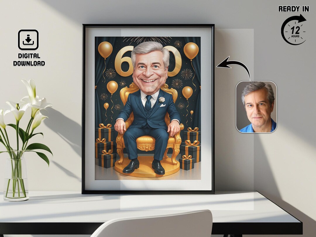 Custom Female Caricature Portrait Funny Cartoon Gift digital Download 