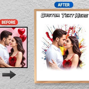 Your Own Photo Couple Cartoon Rainbow Splash Portrait Social Media Profile Picture Selfie Personalized Photo Cartoon Logo Digital Download