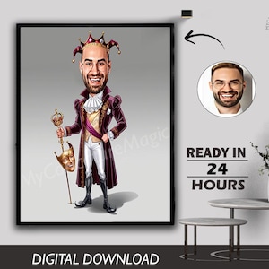 Goochelaar Mannelijke Tovenaar Sportman Baas Persoonlijkheid Glimlachende Man Grappige Superheld Karikatuur Cartoon Cadeau Digitale Download Foto Cartoon