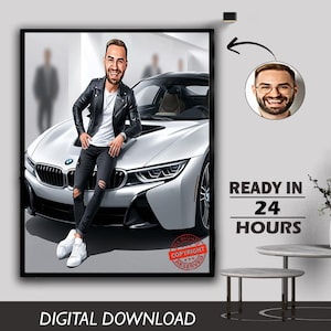 Custom Stylish Male Digital Caricature Luxury Style Portrait Elegant Gentleman Sophisticated Male Cartoon Birthday Gift Digital Download