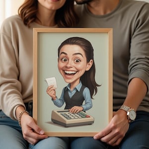 Custom Accountant Caricature Portrait - Funny Office Cartoon (Digital Download)