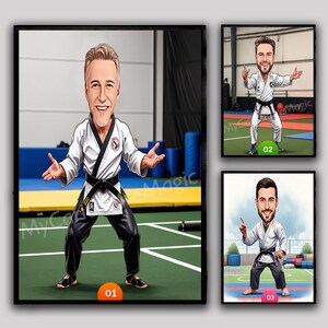 Bespoke Caricature of Martial Arts Coach Gift for Men Martial Arts Coach Caricature Photo to Cartoon Birthday Gift Digital Download Portrait
