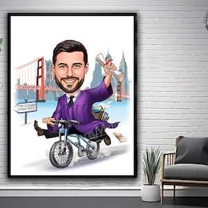 Karikatur des Abschlussdiploms, Zertifizierung, Qualifizierung, Akademischer Grad, Akademische Leistung, Porträt, Karikatur, Design, Geburtstagsgeschenk