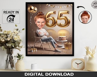 Personalized Caricature Portrait: Funny Milestone Gift (Digital Download)
