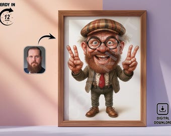 Personalized Caricature Portrait: Funny Cartoon Illustration (Digital Download)