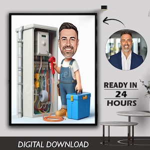 Personalized Caricature Of Electrician Wiring Expert Electrical Worker Wiring Technician Gift For Him Portrait Caricature Birthday Gift
