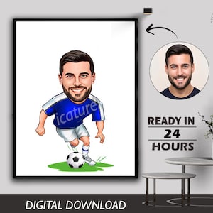 Bespoke Football Player Gift for Men Football Themed Cartoon Gift Footballer Caricature Gift from Photo Rugby Gift for Him Photo to Cartoon